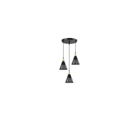 Svietidlá  Luster na lanku HIRA 3xE27/60W/230V pr. 40 cm čierna ZS HIRA TRIPLE ROUND BLACK