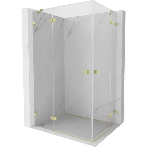 Sprchovacie kúty MEXEN/S - Lunar Duo sprchovací kút dvere krídlové 75 x 70, transparent, zlato kartáčovaná 834-075L-070P-55-00