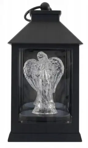 Záhradné lampy Kinekus Lampáš LED anjel čierny, 11,5x11,5x20cm