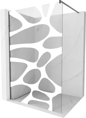 Sprchové dvere MEXEN/S - Kioto Sprchová zástena Walk-in 110 x 200, biely vzor 8 mm, grafit kartáčovaná 800-110-101-66-97