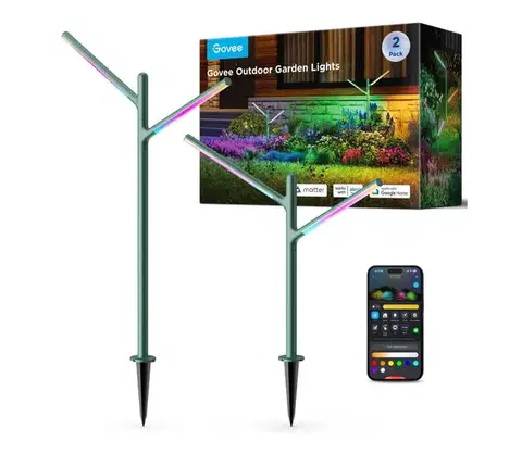 Záhradné lampy Govee-SADA 2x LED RGBICWW Stm. vonkajšia lampa LED/36W/230V IP66 2700-6500K Wi-Fi H7086341