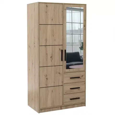 Šatníkové skrine Skriňa Kos D2 dub artisan/zrkadlo