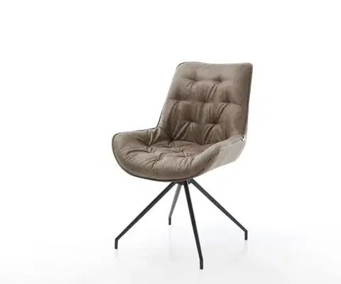 Jedálenské stoličky DELIFE Jedálenská stolička Taimi-Flex mikrovlákno taupe vintage krížová podstava zúžená čierna