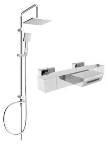 Sprchy a sprchové panely MEXEN/S - Tord sprchový stĺp vrátane vaňovej termostatickej batérie Cube, chróm 77360200-00