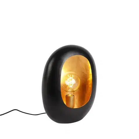Stolné lampy Dizajnová stolná lampa čierna so zlatým vnútrom 36 cm - Cova