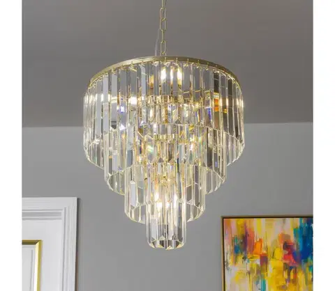 Svietidlá BRILAGI - LED Krištáľový luster na reťazi MOZART 5xE14/40W/230V zlatá BG-17106/4+1-GLD