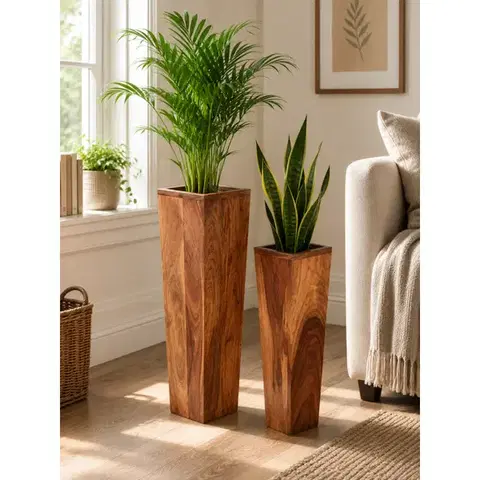 Doplnky Kvetináč Kali 2 ks indický masív palisander