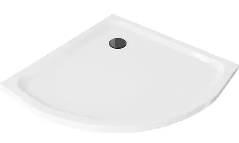 Vane MEXEN/S - Flat sprchová vanička štvrťkruhová slim 100 x 100, biela + čierny sifón 41101010B