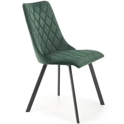 Čalúnené stoličky Stolička K450 Velvet/Kov Tmavozelený