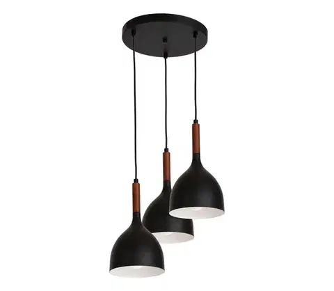 Svietidlá  Luster na lanku NOAK WOOD 3xE27/15W/230V čierna/buk 1390