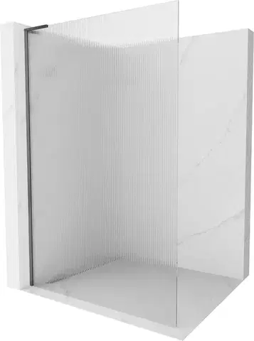 Sprchové dvere MEXEN/S - Kioto L Sprchová zástena WALK-IN 100 x 200, prúžky, grafit metal 800-100-103-95-09