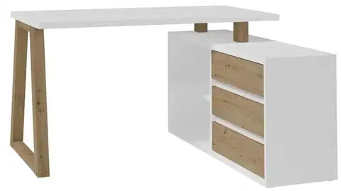 Detské stoly a stolíky ArtAdrk Písací stolík IWO ll | biela matná / dub artisan
