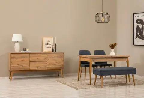 Jedálenské sety Set s rozkladacím stolom, stoličkami a konzolou (5 kusov) Vina 02 1048 - Atlantic Pine, Dark Blue