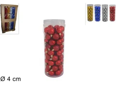 Vianočné ozdoby MAKRO - Gule vianočné 4cm 54ks rôzne farby