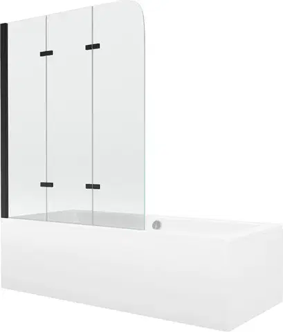 Sprchové dvere MEXEN/S - Cube obdĺžniková vaňa 170 x 80 cm s panelom + vaňová zástena 120, transparent, čierna 550517080X9012037000