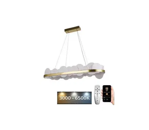 Svietidlá  LED Stmievateľný luster na lanku LED/50W/230V 3000-6500K zlatá + diaľkové ovládanie J6320/C