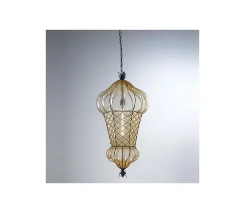 Svietidlá SIRU - Luster na reťazi BABÀ 1xE27/60W/230V pr. 30 cm béžová/hnedá benátske sklo MS105-060ABV