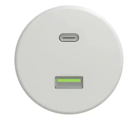Predlžovacie káble lap - Retro USB zásuvka A+C bez rámčeka, keramická biela K/USB