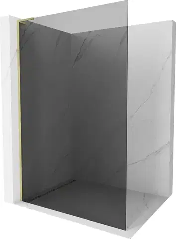 Sprchové dvere MEXEN/S - Kioto L Sprchová zástena WALK-IN 70 x 200, grafit, zlatá kartáčovaná 800-070-103-55-40