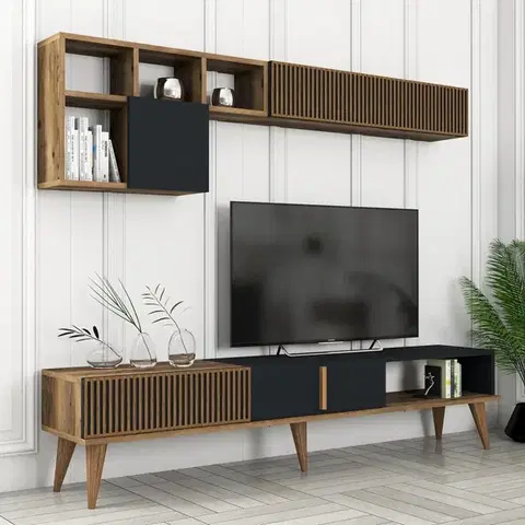 Obývacie steny TV skrinka / Obývacia stena Milan TV - Walnut, Anthracite