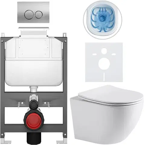 Záchody CERANO - Kompletný WC set Basic/Cesso - biela lesklá - WC tlačidlo Dualo/Strieborná - ovládanie zhora - predstenová inštalácia - 49x36 CER-8050BD85935