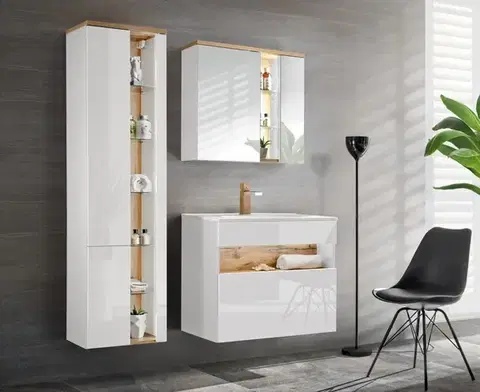Kúpeľňový nábytok COMAD - Zrkadlová skrinka 80cm 2 dvierka BAHAMA WHITE 5907611648384