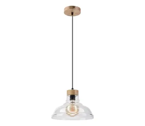 Svietidlá  Závesný luster na lanku SINGLE 1xE27/60W/230V pr. 28 cm dub LM-1.312/DĄB