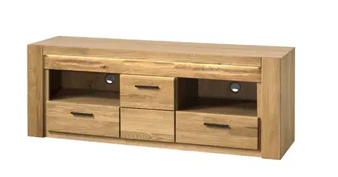 TV stolíky LEVET 25 TV stolík so zásuvkami, dub Natura