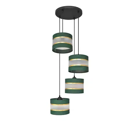 Svietidlá  Luster na lanku HELEN 4xE27/15W/230V zelená/zlatá W-KD 0801/4 BK-B +GN+GO+MAT