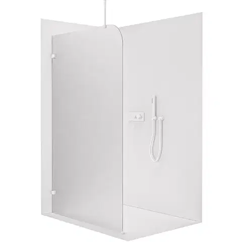 Sprchové dvere CERANO - Sprchová zástena Walk-in Orbis Top Round - Ľavá - 8 mm - guľatá vzpera - biela matná, mliečne sklo - 120x200 CER-682552