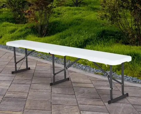 Záhradný nábytok Chomik Záhradná lavica SMOOTH | biela 180 cm