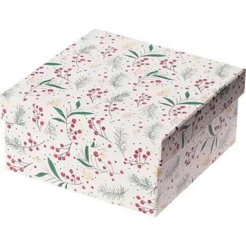 Vianočné dekorácie Darčekový vianočný box, biela, 14,5x7x14,5 cm