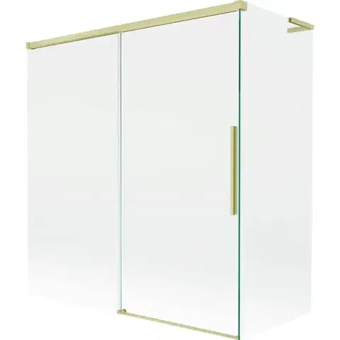 Sprchové dvere MEXEN/S - Rox L vaňová zástena 2-krídlová posuvná 150 + 70 x 150, transparent, zlatá kartáčovaná 8C9L-150-070-55-00