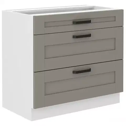 Kuchynské skrinky stojace Kuchynská skrinka Luna claygrey/biela 80D 3S BB