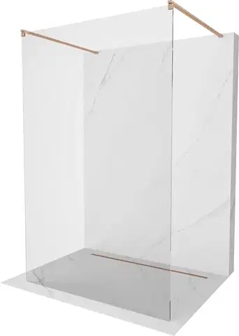 Sprchové dvere MEXEN/S - Kioto samostatne stojaca sprchová zástena 125 x 200, transparent 8 mm, meď kartáčovaná 800-125-002-65-00