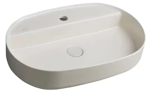 Umývadlá ISVEA - INFINITY OVAL keramické umývadlo na dosku, 60x40cm, Ivory 10NF65060-2K