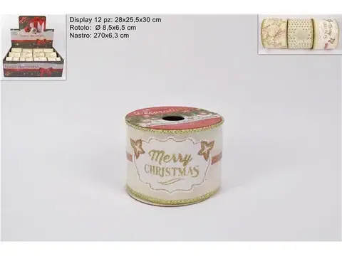 Vianočné dekorácie MAKRO - Stuha vianočná 6,3x270cm rôzne dekory