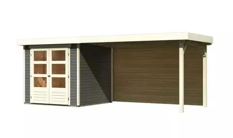 Zahradné domčeky Drevený záhradný domček ASKOLA 2 s prístavkom 280 Lanitplast