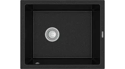 Kuchynské drezy MEXEN MEXEN - Pedro granitový drez 1-miska 560x460 mm, čierna / strieborná metalíza 6508561000-73