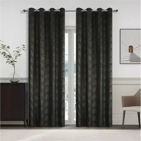 Metrážne závesy Závesový materiál YC11935/280G/24 čierna 280 cm Tovar na mieru