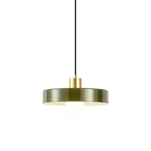 Závesné svietidlá Retro závesná lampa zlatá so zeleným sklom - Jina