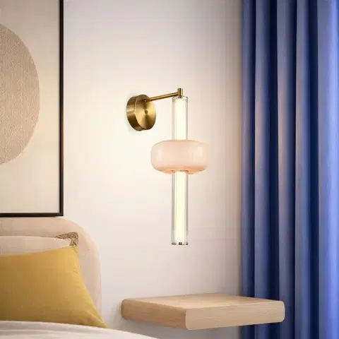 Nástenné svetlá PURAS lampa kinkiet mosiężny 12W LED 3000K klosz bezbarwny+biały