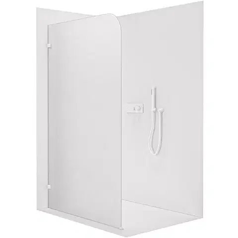Sprchové dvere CERANO - Sprchová zástena Walk-in Orbis - Ľavá - 8 mm - biela matná, mliečne sklo - 80x200 CER-682369