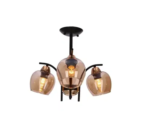 Svietidlá  Luster na tyči MERRA 3xE27/40W/230V čierna/béžová 33-35318