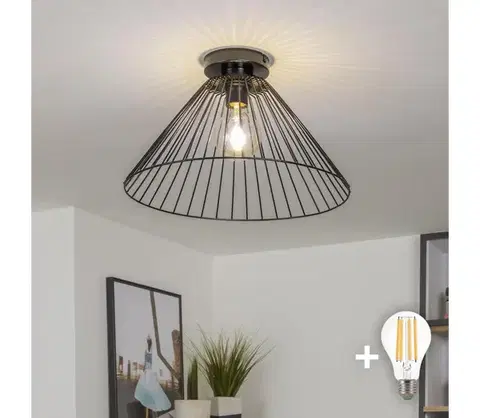 Svietidlá BRILAGI - LED prisadený luster CERIA WIRE 1xE27/40W/230V priemer 45 cm čierny BG3988+EG300164