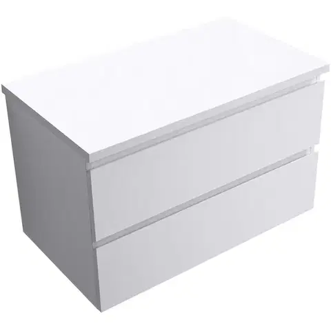 Kúpeľňový nábytok CERANO - Kúpeľňová skrinka Carole + doska pod umývadlo Navira Pro - 36 mm - biela matná - 100x51,6x46 CER-668261