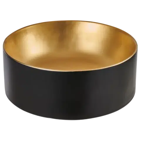 Umývadlá INVENA - Umývadlo na dosku KETO 42 cm, čierna/zlatá CE-14-017-C