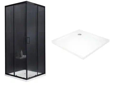 Vane MEXEN/S - Rio Sprchovací kút štvorcový 90x90, transparent, chrom + vanička so sifónom 860-090-090-70-00-4010