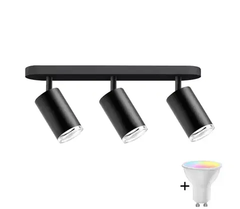 Svietidlá  LED RGBW Stmievateľné kúpeľňové bodové svietidlo TURYN 3xGU10/4,8W/230V IP44 čierne SA1915+3xAI2382
