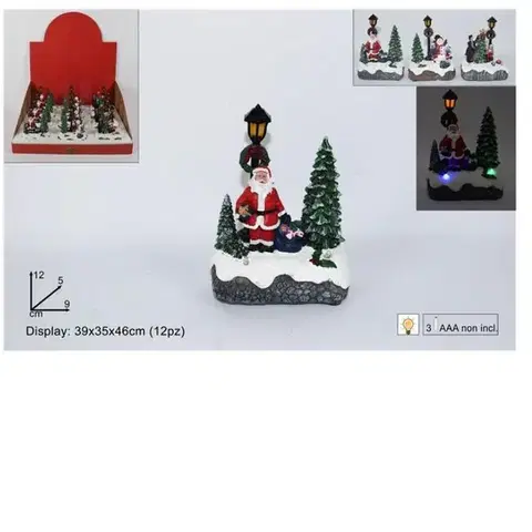 Vianočné dekorácie MAKRO - Santa so stromčekom LED rôzne druhy